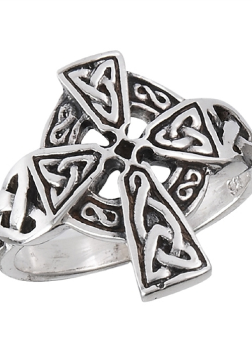 Celtic Cross Ring knotwork - Sterling Silver